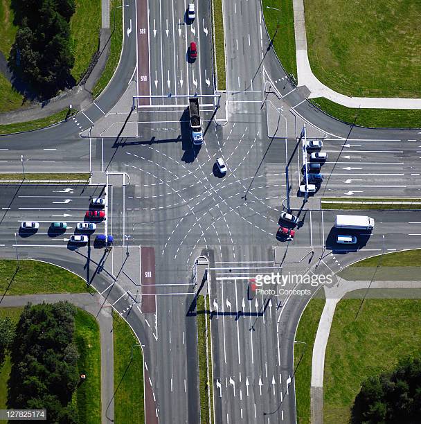4 way intersection, birds eye view